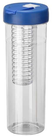 sourcing map Botella de agua con infusor de frutas, de plástico, a prueba de fugas, a prueba de roturas, con popote plegable para gimnasio, camping, viajes, bebidas frías, color azul