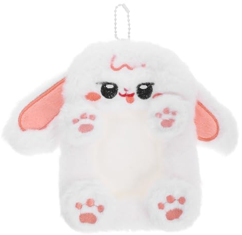 TOPBATHY Fuzzy Plush Kpop Photocard Holder with Keychain Cute Animal Wallet Card Organizer for Id Badges Bank Credit Cards Photo Storage Gift for Women