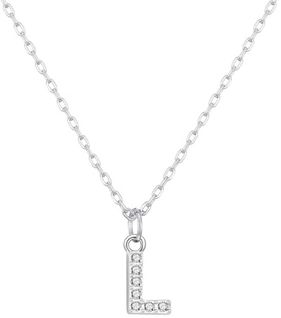 Philip Jones Pave Initial Necklace Letter L Created with Zircondia® Crystals