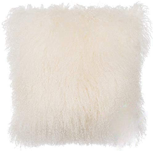 MOCOFO Kunstfell-Kissen, dekoratives weißes Deluxe-Zuhause, superweicher mongolischer Plüsch, dekorativer Kissenbezug für Kinder, für Sofa, Schlafzimmer, Auto, 42 x 42 cm