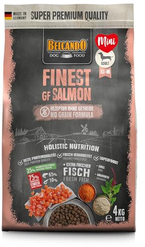 BELCANDO Finest GF Salmon [4 kg] getreidefreies Hundefutter | Trockenfutter für kleine & mittlere Hunde | Alleinfuttermittel für Hunde ab 1 Jahr