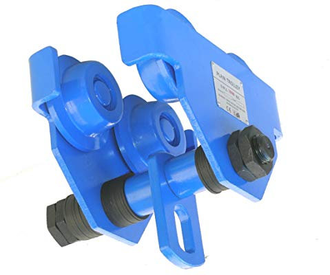 Pro-Lift-Werkzeuge Laufkatze 1000kg Rollfahrwerk mit Anschlagwinkeln Handfahrwerk Unterflansch 64 mm – 150 mm Flanschbreite Hallenkran Kettenzug 1 t Plain Trolley