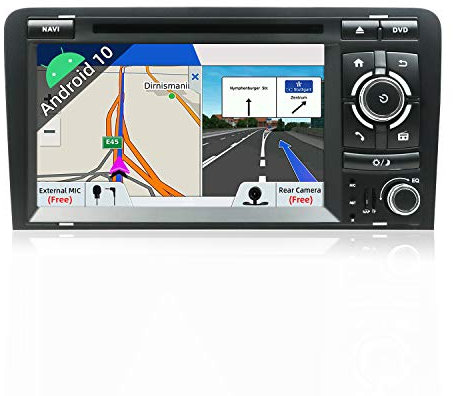JOYX Android 10 Double Din bilstereo passar för Audi A3 2003-2011 navigering för huvudenhet | 2G + 32G | gratis backup-kamera canbus extern mikrofon | 7 tum | stöder GPS WiFi 4G BT-5.0 ratt DAB