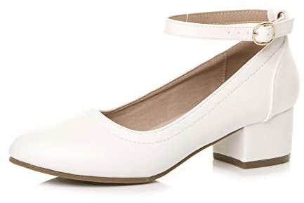 AJVANI Low mid Block Heel Mary Jane Casual Buckle Court Shoes Size 4 37