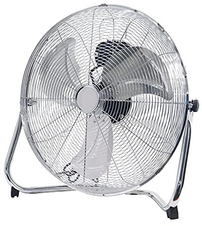 Devola High Velocity Floor Fan 16 Inch, Portable Powerful Industrial Fan for Home, Gym, Office & Warehouse, High Powered Cooling, 3 Speeds, Adjustable Head, Cord Storage Bracket, Chrome, DV16FFC