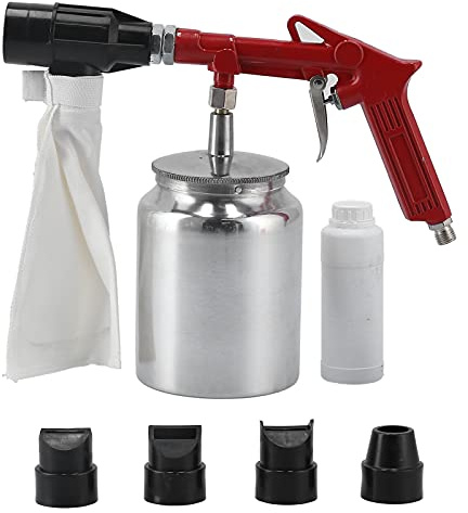 Pistola Sabbiatrice ad Aria Compressa, Include Pistola per Sabbiatura, Vaso per Spruzzare, Ugelli di Ricambio, Serbatoio per Sabbiatura per Cabina di Sabbiatura