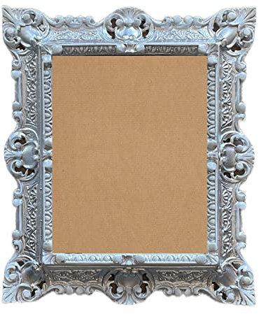 Bildram barockram antik barock silver-vit 44 x 38 cm REPRO för 29 x 22 cm eller 22 x 29 cm (med glasskiva)