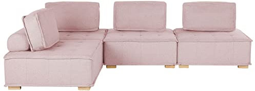 4-sits Hörnsoffa Rosa Polyesterklädsel Modulsoffa L-formad Skandinavisk Modern