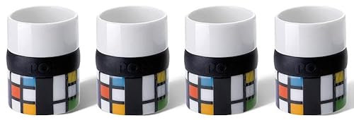 PO: DESIGN - Lattice Couleurs Ring Espresso (628) - Set of 4 Tasses Espresso de Porcelaine 60ml