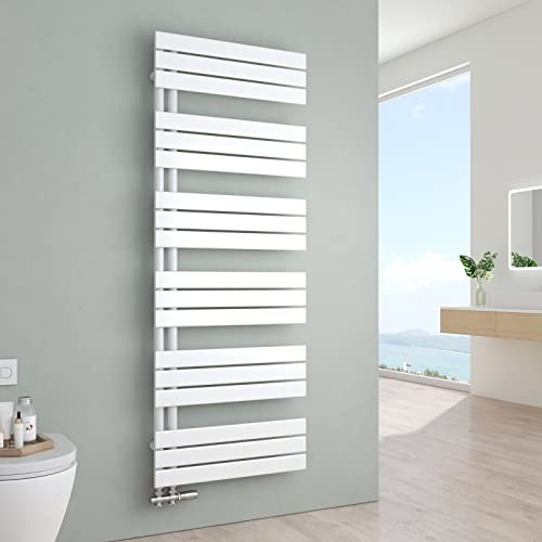 S'AFIELINA Badheizkörper Paneel Heizkörper Bad 1599x600mm Handtuchheizkörper 958 W, Handtuchtrockner für Zentralheizung, Warmwasserbetrieb, links/rechts anschließbar, Weiß (Ohne Thermostatventil)