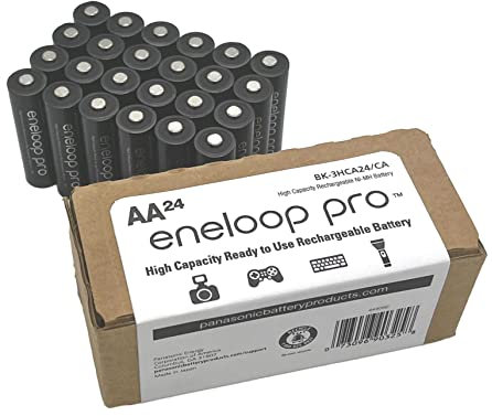Eneloop Panasonic BK-3HCA24/CA Pro AA High-Capacity Ni-MH Pre-Charged Rechargeable Batteries, 24-Battery Pack