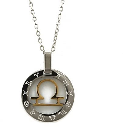 Bungsa Waage - Sternzeichen Kette Halskette mit Amulett-Anhänger Tierkreiszeichen aus Edelstahl Unisex