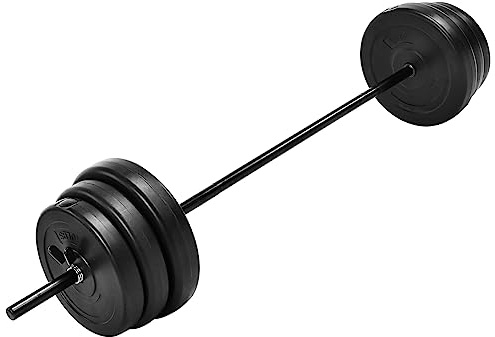 Fitvids Set di pesi da 45,4 kg per palestra domestica con sei piastre e 1 bilanciere standard da 1,5 m, viene fornito con chiusure a molla