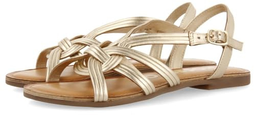GIOSEPPO Sandali Malva in pelle con strisce incrociate da donna GOLAJ, oro, 37 EU