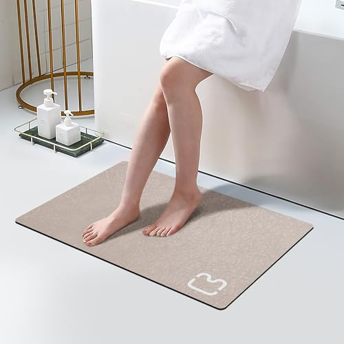 Tappetino da bagno in terra di diatomea, super assorbente, antiscivolo, ad asciugatura rapida, lavabile in lavatrice, 40 x 60 cm