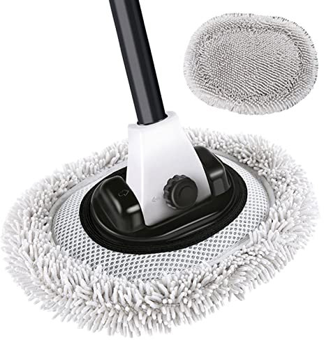 Samuliy Autowaschbürste mit langem Griff - Autobürsten mit 3-teiligem Teleskopstangen-Design,Autowaschbürsten bieten mehr Flexibilität beim Autowaschen