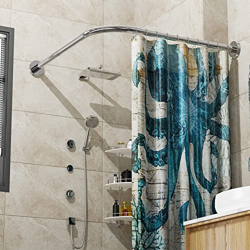 Sikaiqi Barra de cortina de ducha extensible de acero inoxidable 304 en forma de L (60-92 cm x 60-92 cm), instalación sin agujeros, para baño, tienda de ropa, sala privada