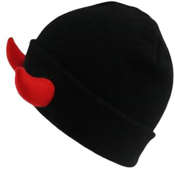 Mongolen Mütze Teufel Hörner Männer Hut Gestrickte Beanie Mit Hörnern Frauen Hip Hop Daemon Hörner Kappe Für Winter Warme Ski Outdoor M 2 (Watermelon Red, One Size)