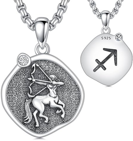 ROMANTIC WORK stjärntecken kedja 925 sterlingsilver stjärntecken hänge halsband astrologi horoskop smycken gåvor för kvinnor män, Sterlingsilver