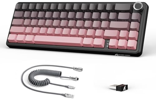 LexonElec x Attack Shark X66 60% Wireless Mechanical Keyboard with Volume Knob, Hot Swappable Gasket Mount, 2.4G/USB-C/BT5.0 Tri-Mode, PBT Keycap Mini 66 Key RGB Gaming Keyboard for Win/Mac-Black/Pink