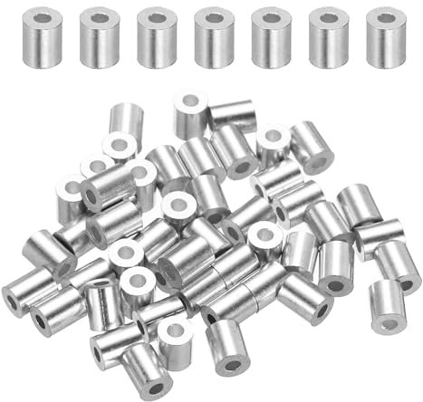 sourcing map Manicotto di arresto in alluminio per funi metalliche, 1,5 mm, ghiera rotonda per cavi metallici, confezione da 100