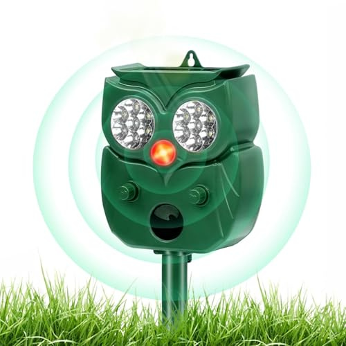 Repellente Animali Ad Ultrasuoni con Rilevatore di Movimento & LED Flash, Repellente Gatto Ultrasonico Repellente Gatto Solare, Impermeabile Repellente per Cani, Uccelli, Topi, Volpi