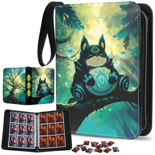 Raccoglitore per carte con 9 tasche, per 900 carte con 50 maniche rimovibili, porta carte portatile con cerniera, album da collezione per giochi sportivi, collezionisti, ragazzi e ragazze (orso della