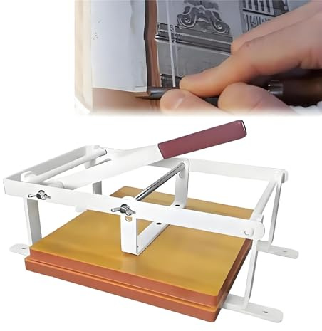 AiODiO Manual Flatbed Press,Flatbed printmaking Machine,Linoleum Press,Height Adjustment， Plate Size 12x12 Inch,for Woodblock Ink,Linoleum Cutting