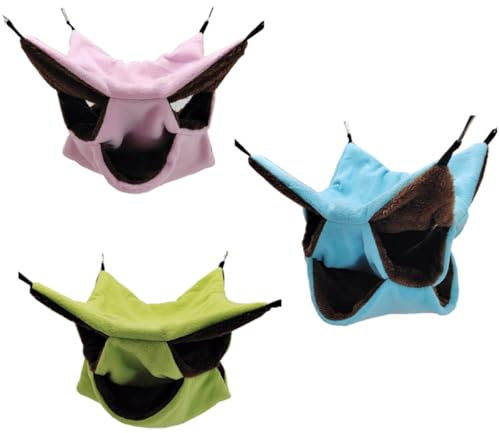 DIYEAH Amaca Sospesa per Criceti a Tre Strati 30X30 CM in Peluche Morbido Set da 3 Pezzi Colori Assortiti Letto Riscaldante e Nido per Piccoli Animali Domestici