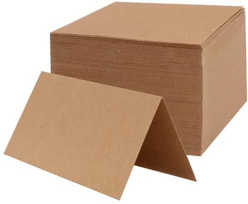 SINJEUN 200 stycken täffelkort Kraftpapper 10x10 cm, blanka namnlappar bruna, platskort att skriva på för bröllop, födelsedag, evenemang