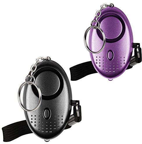 Alarma Personal de Emergencia [Paquete de 2] Qoosea Scream Safesound Alarma 140dB Linterna LED para niños/Mujeres/Ancianos/protección de la autodefensa del Estudiante asegurado (Negro + Púrpura)