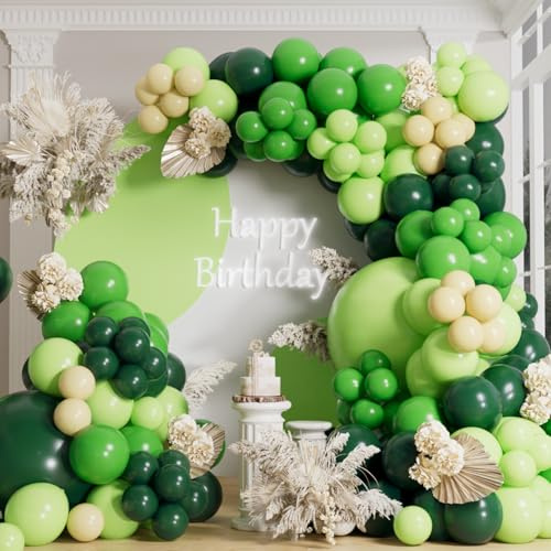 AULE Kit Arco Palloncini Verdi: 155 Pezzi Ghirlanda di Palloncini per Feste Palloncino in Lattice per Elio Feste di Laurea Anniversario Matrimonio e Compleanno Giungla Dinosauri