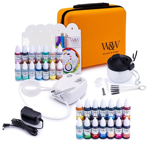 Watson & Webb Complete Airbrush Cake Decorating Kit 25 Colours 3 Cleaners