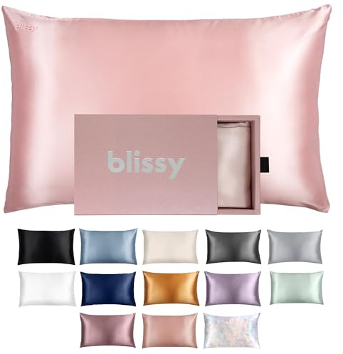 Blissy Silk Pillowcase - 100% Pure Mulberry Silk - 22 Momme 6A High-Grade Fibers - Satin Pillowcase for Hair & Skin - Regular, Queen & King Size Silk Pillow Case with Hidden Zipper - Moisture Wicking