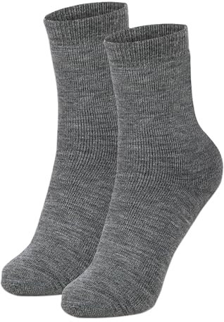 Wool Rockers Merino Winter- und Skisocken für Kinder, 70% Merino, 2er Pack, für Mädchen & Jungen, atmungsaktiv, optimal gepolstert, grau, 31-34