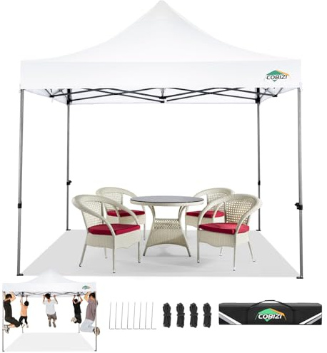 COBIZI pavillon 3x3 wasserdicht stabil Winterfest faltpavillon 3x3,Outdoor faltbar pavillon Party Zelt，gartenpavillon, Weiß