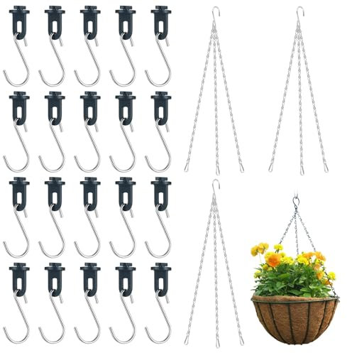 43 STK Gewächshausclips Set: 20 Stabile Pflanzenhalter Aufhängevorrichtungen für Gewächshaus Clips + 20 S Haken, Kunststoff Ösen Rankhilfe Clips für Ihr Paradies Gewächshaus, mit 3 Hängeketten