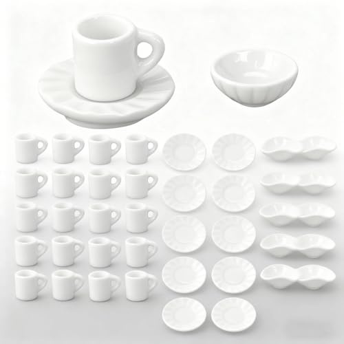 WJUAN Tazze in Miniatura 40 Pezzi, Tazza da tè Miniatura, Forma Simulata, Stile Carino, Resina/Plastica Oggetti in Miniatura, Adatto per Giochi di Ruolo, Accessori di Scena, Decorazioni da Tavola
