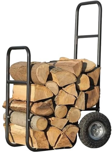 MYVVKIA Portable Pushable Firewood Rack, Portable Log Rack with Wheels, Indoor/Outdoor Wood Rack for Firewood/Log/Lumber/Kindling
