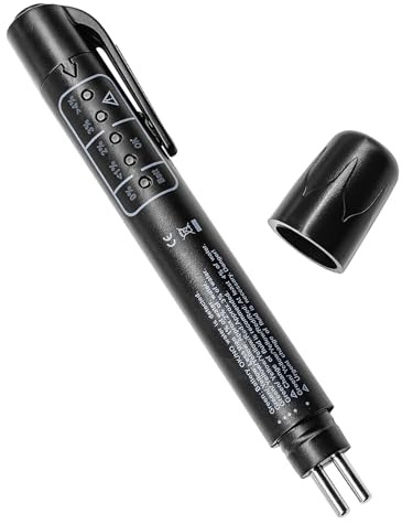 Brake Fluid Liquid Tester Pen - New Upgraded Version Brake Fluid Tester Pen Test DOT3 DOT4 DOT5.1 Brake Fluid Liquid Tester Pen, Hydraulic Fluid Liquid Oil Moisture Analyzer with 5 LED Indicators