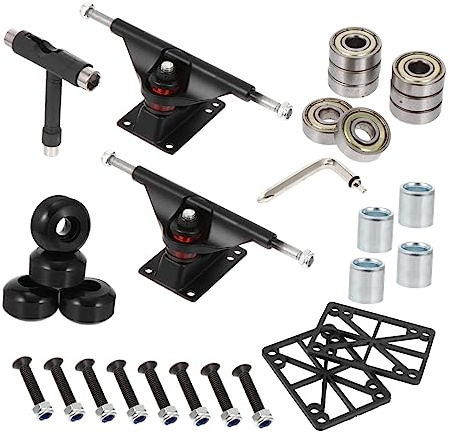 BESPORTBLE Set Completo Skateboard Bridge Ruote Pu e Supporti Neri