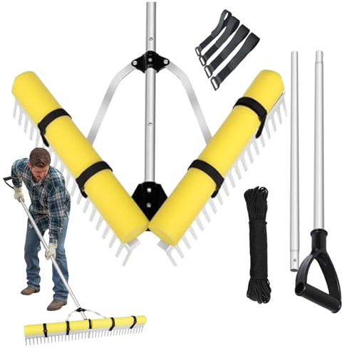 Rastrillo para Estanques | Rastrillo para Maleza De Lagos - Herramienta De Limpieza De Algas para Jardines Playas Campos De Béisbol Utensilios para Eliminar Algas De Estanques