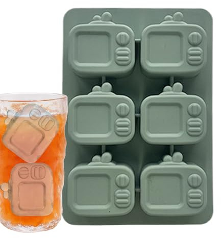 Bandeja De Hielo De Silicona | Molde de Silicona para Hacer Hielo en Forma de TV | Herramienta para Bebidas con 6 Cavidades y Tapa Accesorio de Fácil Extracción para Jugos Cócteles Vino