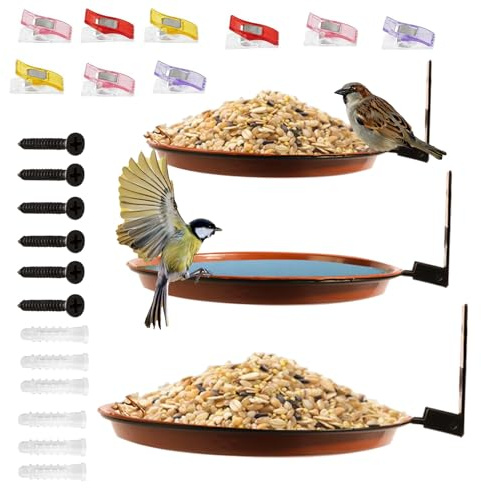 Mangeoire à Oiseaux montée sur Arbre – Ensemble de Plateaux de Bain extérieurs, 3 Bols d'eau et de Nourriture, Conception Durable et résistante aux intempéries | Solution d'alimentation Pratique pour