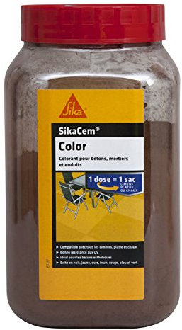 SIKA - Colorant en poudre pour ciment/chaux/plâtre - SikaCem Color Brun - Couleur uniforme - Résistant aux UV - Ne modifie pas le temps de prise des mortiers - Dosage facile - 700g