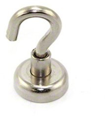 first4magnets Magnet de Sujeción de Neodimio Con Gancho M4 Para Colgar, Sostener O Mostrar Elementos - 16mm de Diámetro x 32mm de Alto - 9.7kg - Paquete de 20