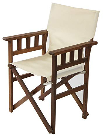 BYER OF MAINE Pangean Campaign Chair, Portable Hardwood Folding Chair with Heavy-Duty Canvas Seat Material. Ideal Patio, Deck & Camping Seat 20″d × 23″w × 36″h, 250 lbs Capacity, Natural
