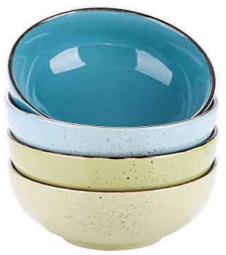 Vancasso Navia Prato Set of 4 Large Serving Bowls - 6.7 inch Multicolour for Soup, Pasta, Dessert, Fruit, Ramen, 800ml/28 oz. (17 * 17 * 6.5CM)