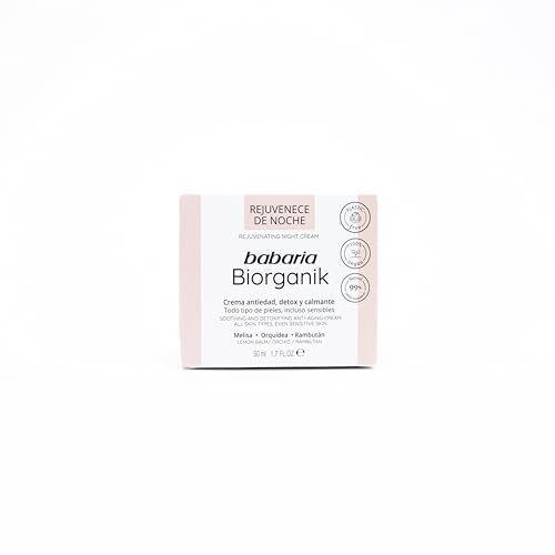 Babaria Bio Plastic Free Crema Facial Rejuvenecedora Noche, Negro, Orquídea, 50 Mililitros