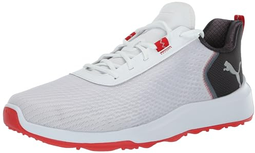 Puma Fusion Crush Sport Wide, Scarpa da Golf Uomo, Bianco Carbone Scuro, 44.5 EU Larga